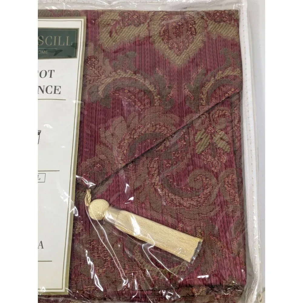 Croscill Bellissima Red Gold Ascot Curtain Valance Embroidered‎ Tassel Brocade